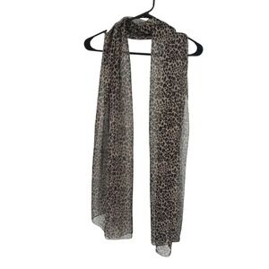 Sheer Leopard Print Scarf Long Taupe Black Animal Y2K Indie Mob Wife Glam
